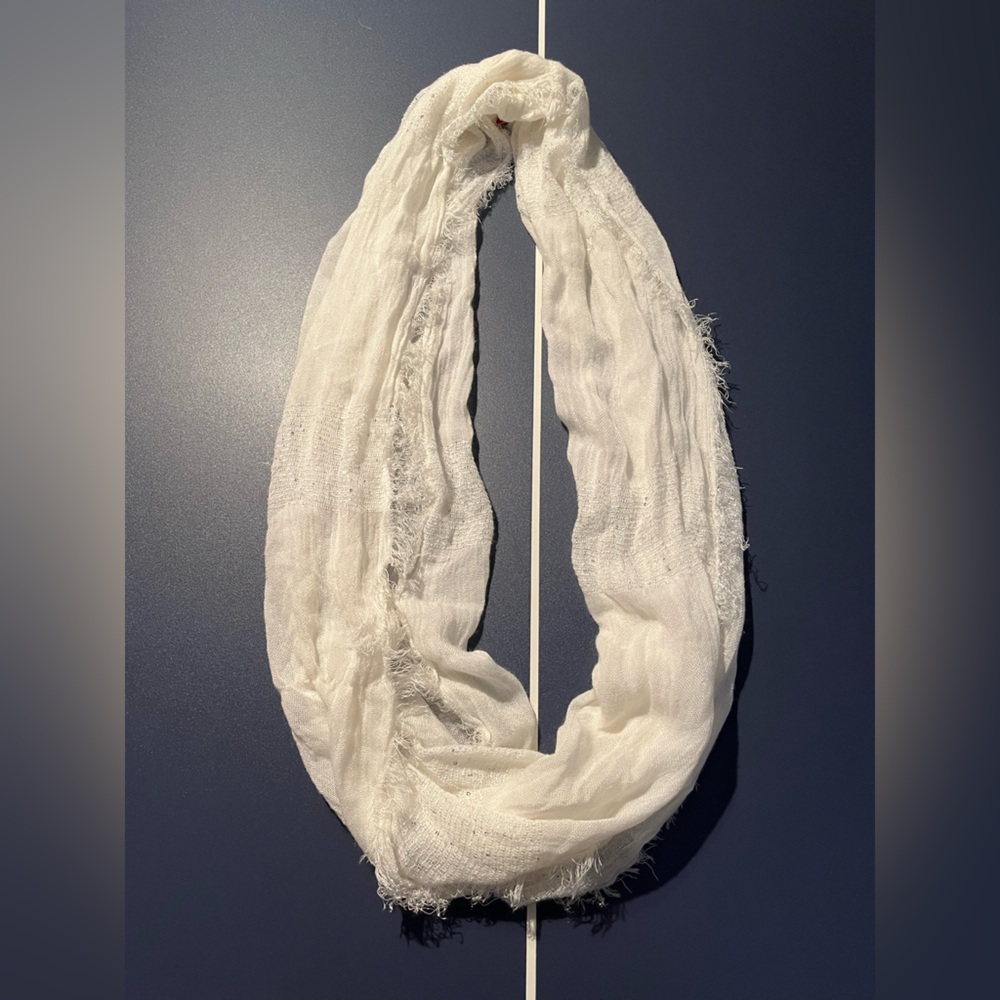 Elegant White Sequin Scarf